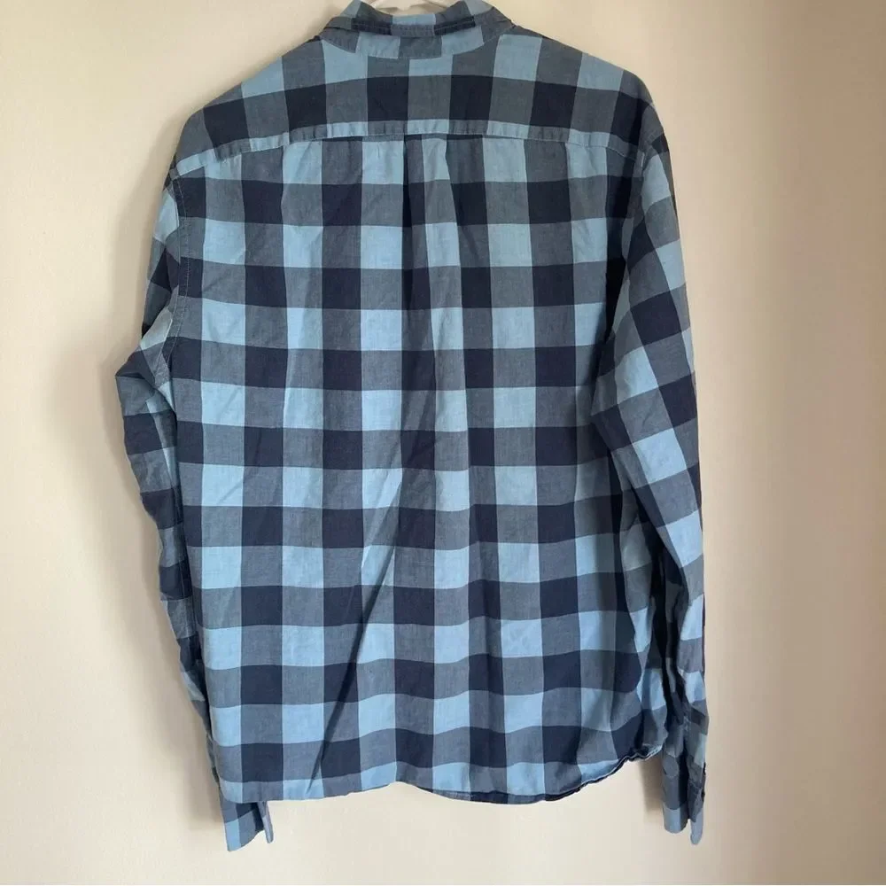 J. Crew Men’s plaid button down 100% cotton long sleeve blue shirt - large slim!
